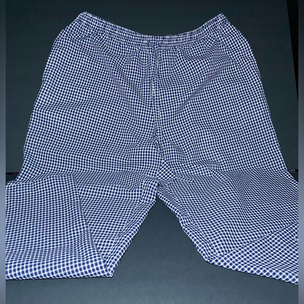 Alfred Dunner Women Pants Size 16 P Blue White Houndstooth Pull Up Elastic Waist